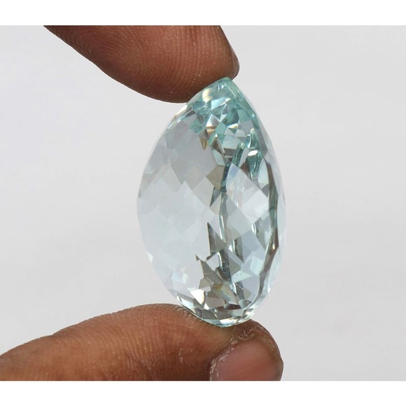 New 34.55 Carat Blue Aquamarine Pear Shaped Shape Loose Gemstone - Picture 3 of 4